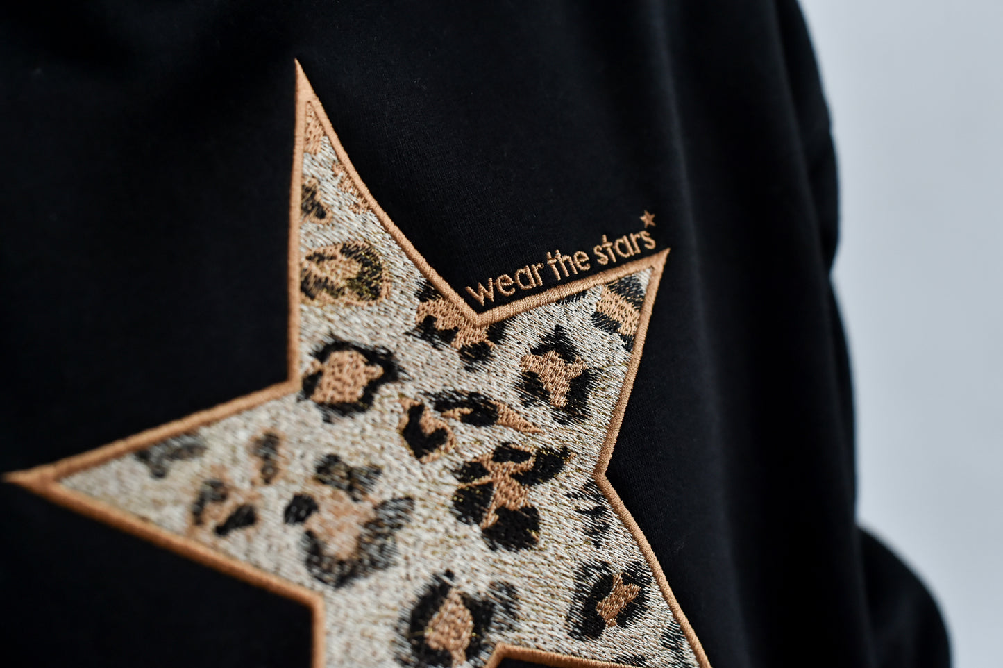 NEW STYLE Meet Our Black Hoodie with Leopard Embroidered Star