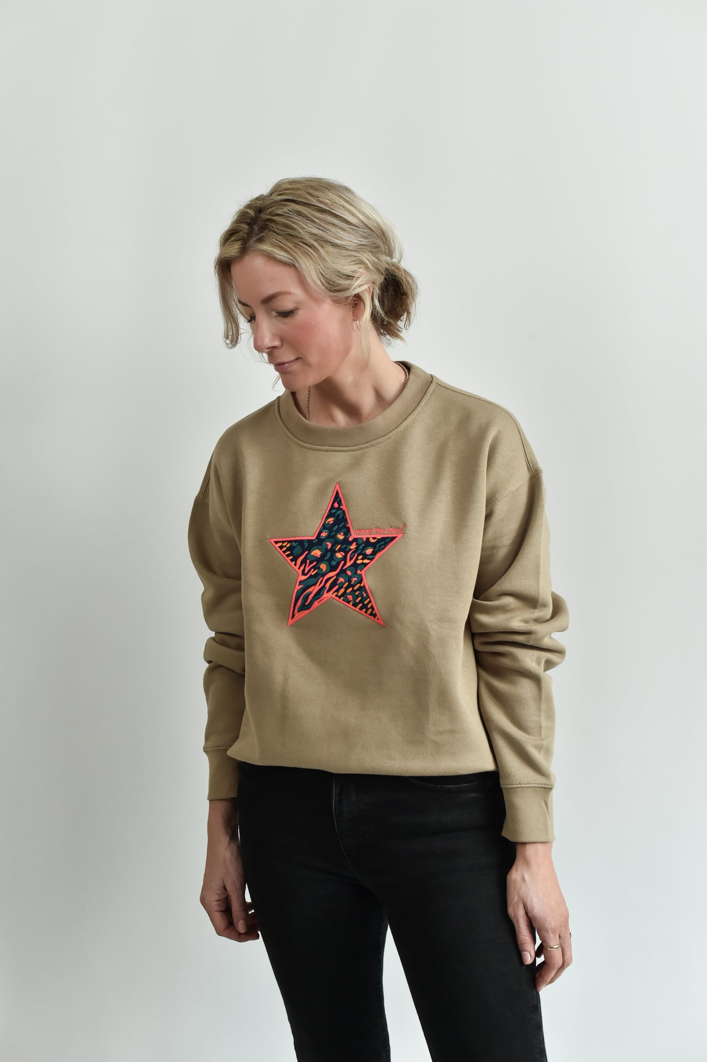 NEW STYLE Meet Our Sand Sweatshirt with Jazzy Embroidered Star
