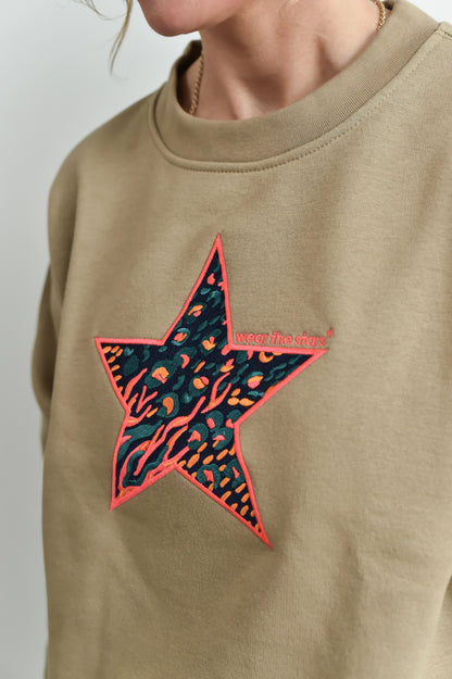 NEW STYLE Meet Our Sand Sweatshirt with Jazzy Embroidered Star