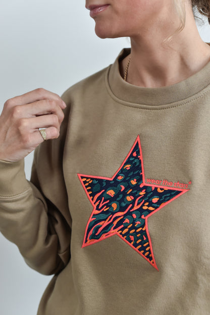 NEW STYLE Meet Our Sand Sweatshirt with Jazzy Embroidered Star