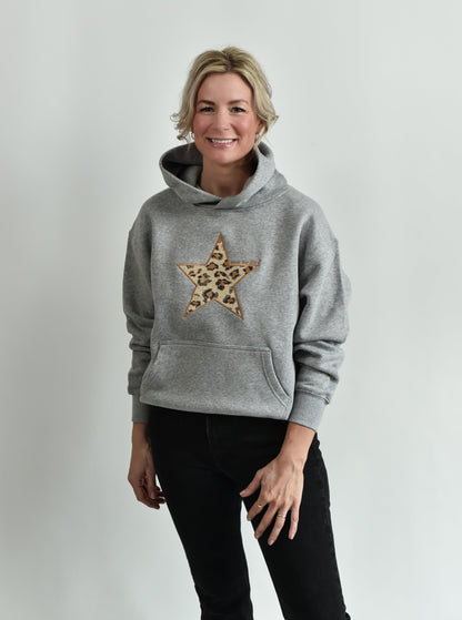 NEW STYLE Meet our Grey Hoodie with Leopard Embroidered Star