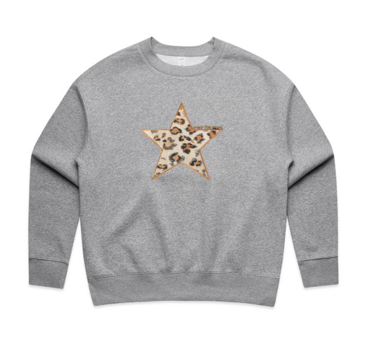 Grey sweatshirt with leopard embroidered star