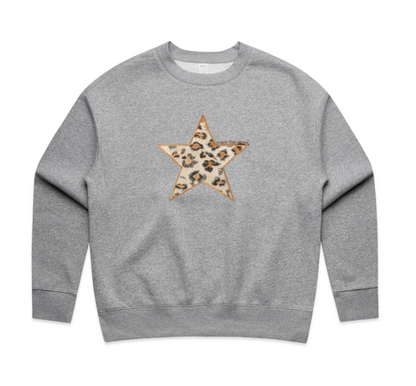 Grey sweatshirt with leopard embroidered star