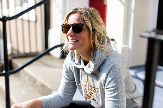 Meet Our Grey Hoodie with Leopard Star