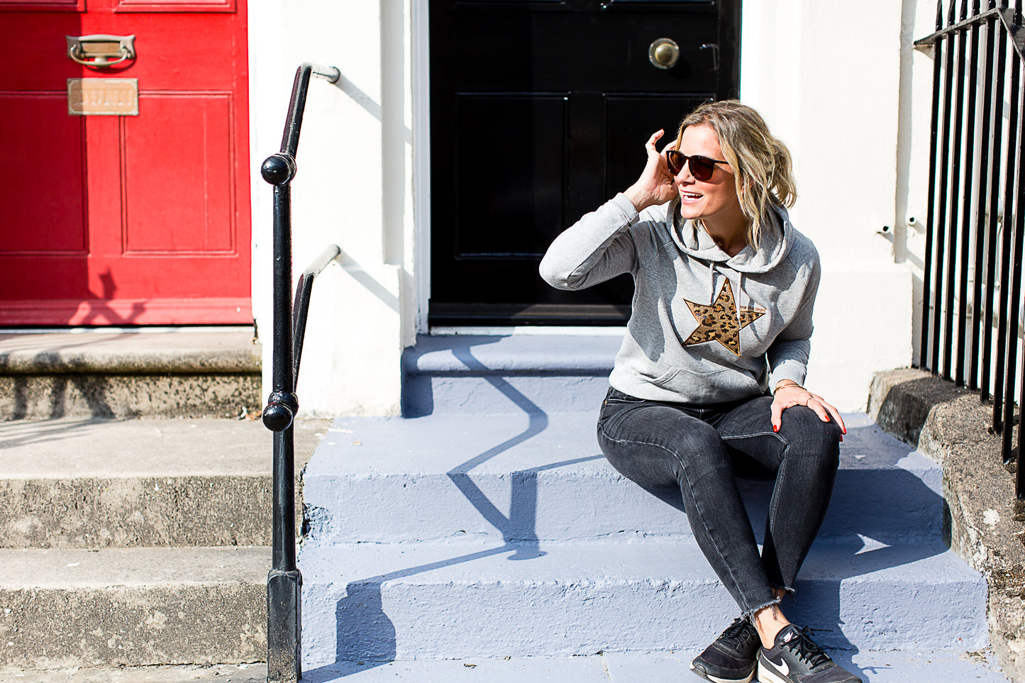 Meet Our Grey Hoodie with Leopard Star