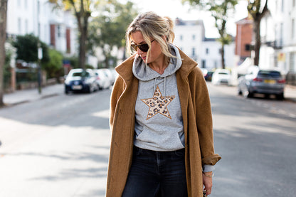 Meet Our Grey Hoodie with Leopard Star